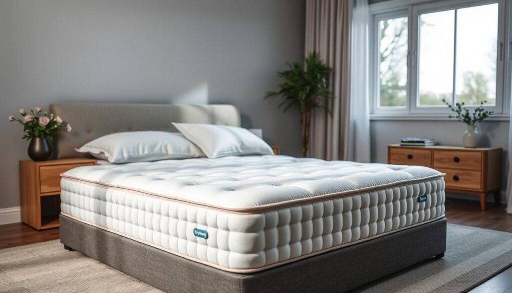 A cozy and inviting bedroom scene showcasing a high-quality StylesMaven independent pocket spring mattress. The mattress is positioned prominently in the foreground, with crisp white bedding and soft lighting accentuating its plush, supportive surface. In the background, a minimalist nightstand and a large window provide a serene, natural ambiance. The overall composition emphasizes the mattress's key features, such as its independent spring system and tailored construction, highlighting its suitability for testing and evaluation. The image conveys a sense of comfort, quality, and attention to detail, perfectly aligning with the article's focus on the critical considerations for selecting an independent pocket spring mattress. A cozy and inviting bedroom scene showcasing a high-quality StylesMaven independent pocket spring mattress. The mattress is positioned prominently in the foreground, with crisp white bedding and soft lighting accentuating its plush, supportive surface. In the background, a minimalist nightstand and a large window provide a serene, natural ambiance. The overall composition emphasizes the mattress's key features, such as its independent spring system and tailored construction, highlighting its suitability for testing and evaluation. The image conveys a sense of comfort, quality, and attention to detail, perfectly aligning with the article's focus on the critical considerations for selecting an independent pocket spring mattress.
