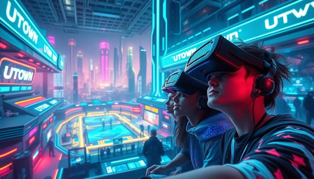A striking, futuristic digital landscape, filled with holographic displays, neon-lit architecture, and vibrant, pulsating energy. In the foreground, a group of gamers immersed in an intense, UTown-branded virtual reality experience, their expressions a mix of focus and exhilaration. The middle ground features a sprawling, high-tech gaming arena, with dynamic lighting and advanced, state-of-the-art equipment. In the background, a cityscape of towering skyscrapers and gleaming, reflective surfaces, evoking a sense of technological advancement and innovation. The overall scene conveys the cutting-edge, visually captivating nature of atg電子遊戲視覺體驗. A striking, futuristic digital landscape, filled with holographic displays, neon-lit architecture, and vibrant, pulsating energy. In the foreground, a group of gamers immersed in an intense, UTown-branded virtual reality experience, their expressions a mix of focus and exhilaration. The middle ground features a sprawling, high-tech gaming arena, with dynamic lighting and advanced, state-of-the-art equipment. In the background, a cityscape of towering skyscrapers and gleaming, reflective surfaces, evoking a sense of technological advancement and innovation. The overall scene conveys the cutting-edge, visually captivating nature of atg電子遊戲視覺體驗.