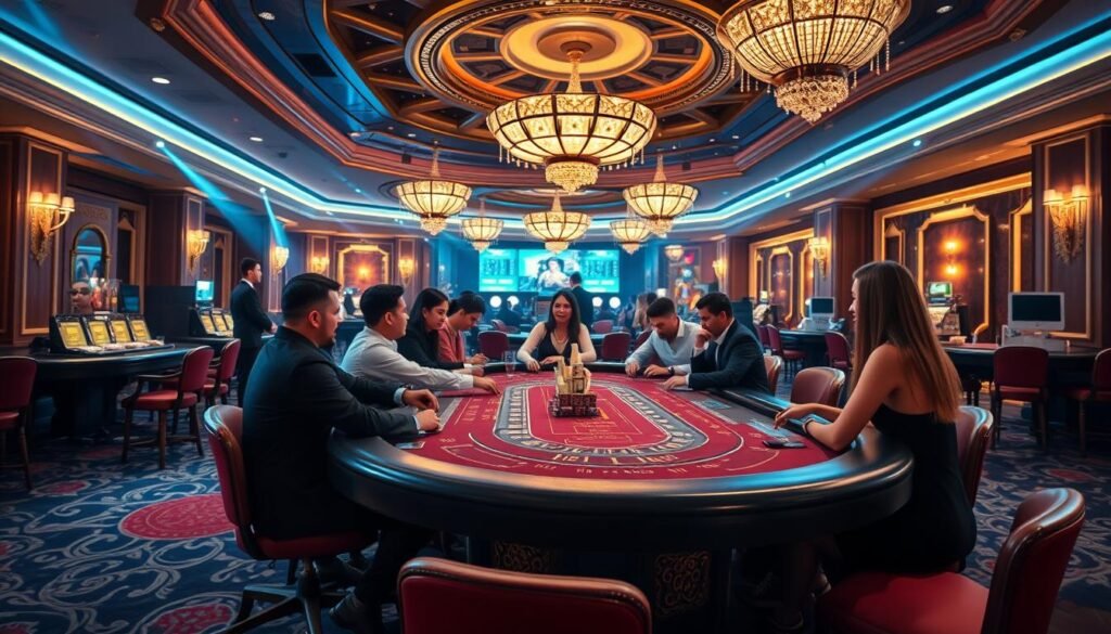 Generate an image of a live Baccarat game with a no-turnover bonus promotion Generate an image of a live Baccarat game with a no-turnover bonus promotion