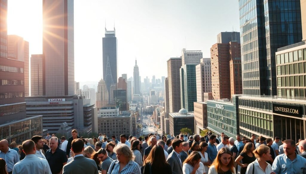 A bustling financial district, illuminated by warm sunlight filtering through towering skyscrapers. In the foreground, a diverse array of people - business professionals, entrepreneurs, and everyday citizens - engage in animated discussions, showcasing the multifaceted uses of private lending. The middle ground features a variety of commercial and residential buildings, each with their own unique architectural styles, symbolizing the versatility of these financial services. In the background, a vibrant cityscape stretches out, with a mix of modern and traditional structures, hinting at the wide-ranging applications of private loans. The overall scene conveys a sense of dynamism, progress, and the myriad ways in which private lending can empower individuals and communities.